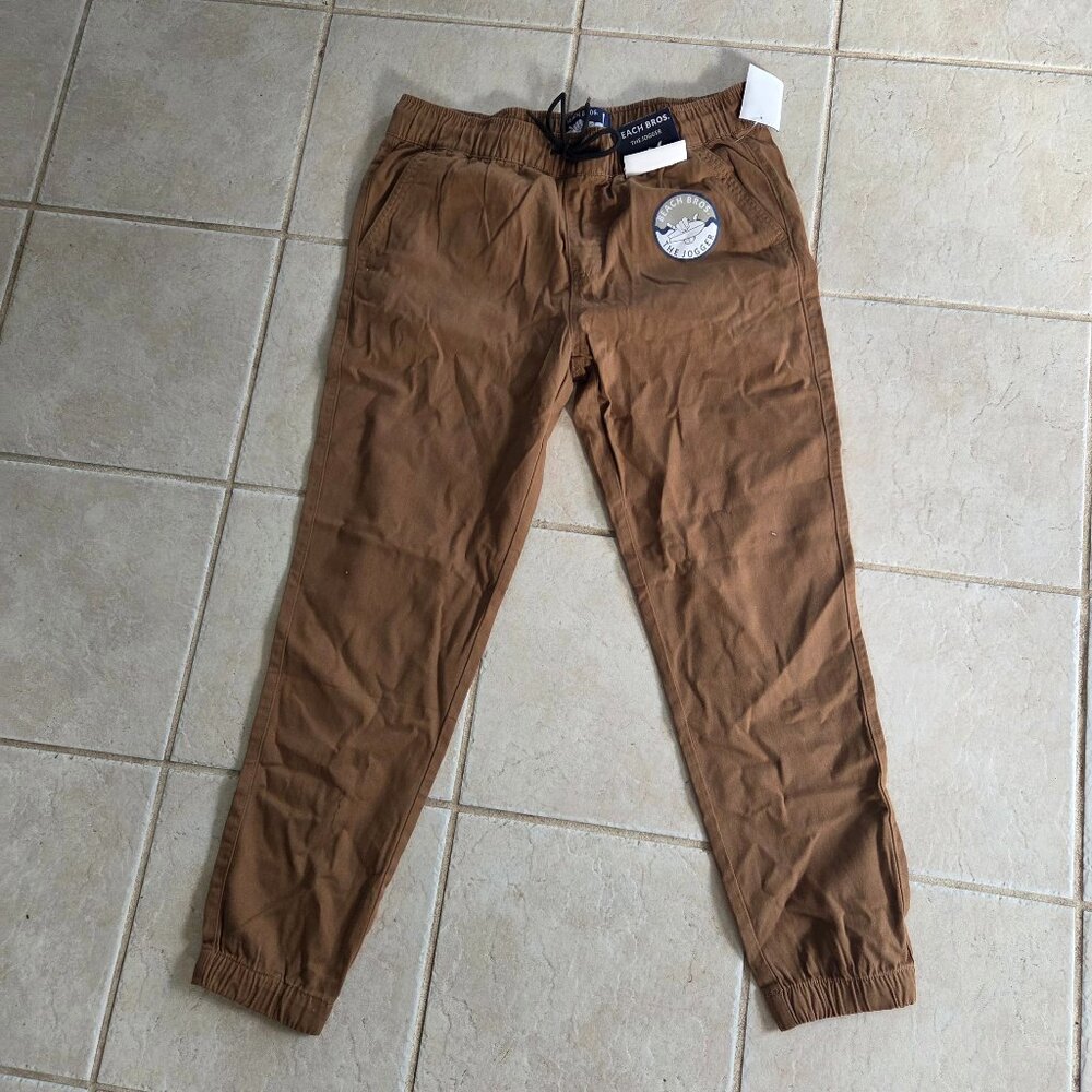 NEW Men's large Beach Bros comfort waist tapered leg cotton pants